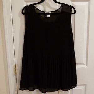 Black pleated peplum top